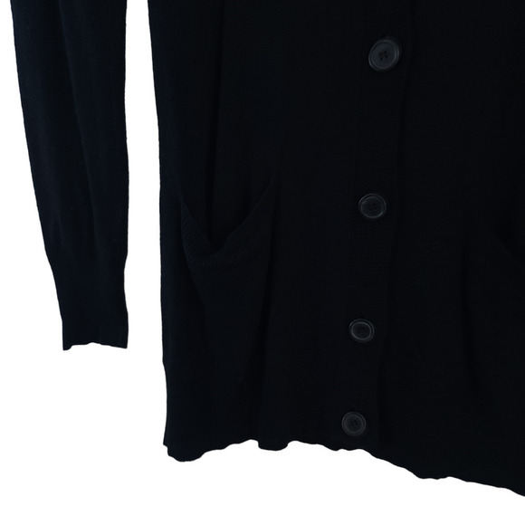 Adam Lippes Cardigan XS Black Angora Blend Knit Button Up Tunic Sweater Top - Picture 4 of 7
